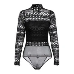 Body Dentelle Manche Longue Noir