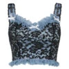 Crop Top Dentelle Bleu