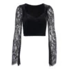 Crop Top Dentelle Manche Longue