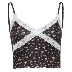 Crop Top En Dentelle Noir