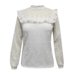 Haut Dentelle Col Montant