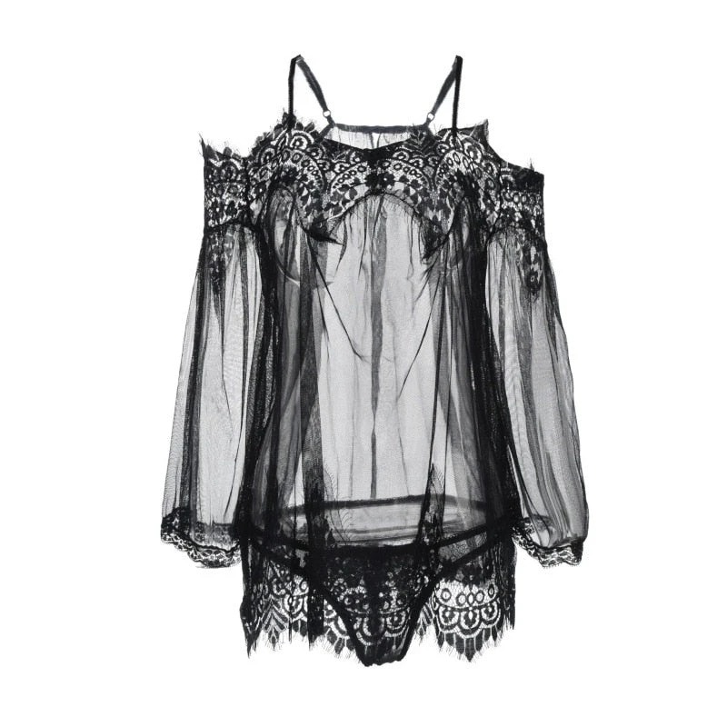 Nuisette Dentelle Manche Longue 1 Nuisette Dentelle Manche Longue