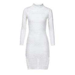 Robe Blanche Dentelle Manche Longue