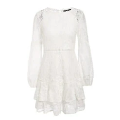 Robe Dentelle Blanche Fleurs