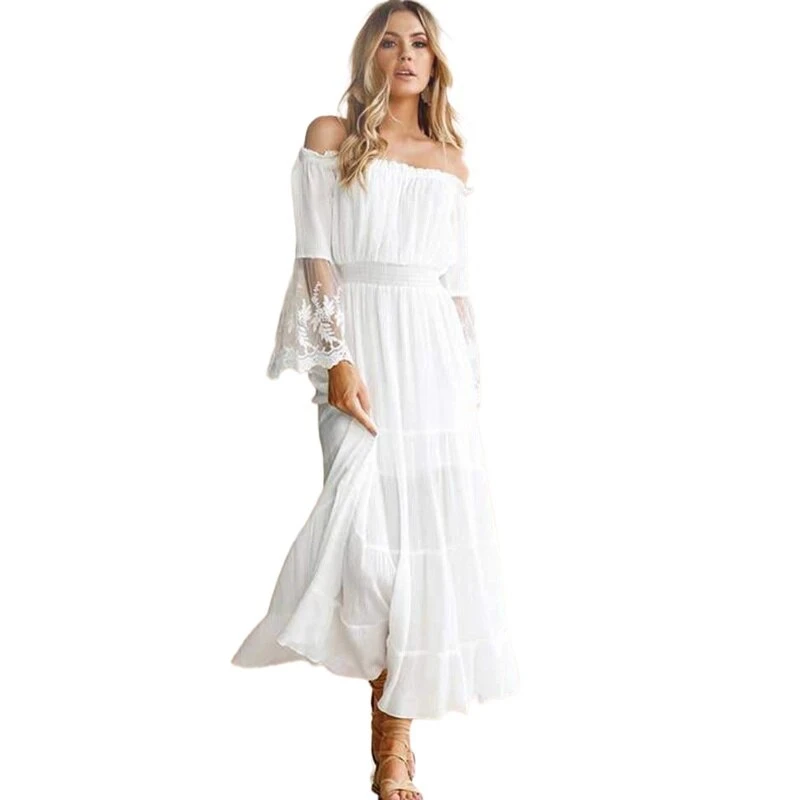 Robe Dentelle Blanche Longue 2 Robe Dentelle Blanche Longue – Image 2