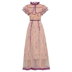 Robe Rose Poudré Dentelle