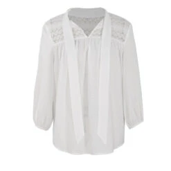 Tee Shirt Manche Longue Dentelle Blanc