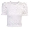 Top Dentelle Blanche Manches Courtes