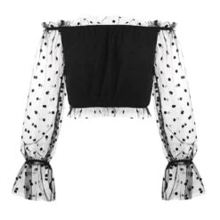 Top Dentelle Noir Manche Longue