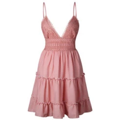 Robe Dentelle Courte -Universdentelle ae01.alicdn.comkfHc98531e7578c4df3906a9854e35d5421wt femmes robe d t Sexy noeud dos nu col en v Mini robes de